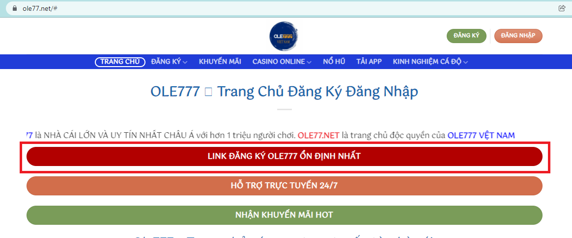 Đăng Ký Ole777 Bước 1